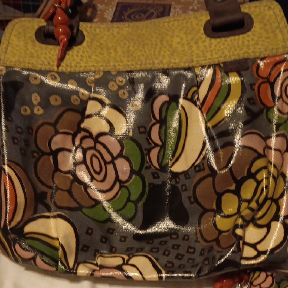 Fossil Floral Shoulder Bag in Green and Brown Includes Wallet And Coin Purse